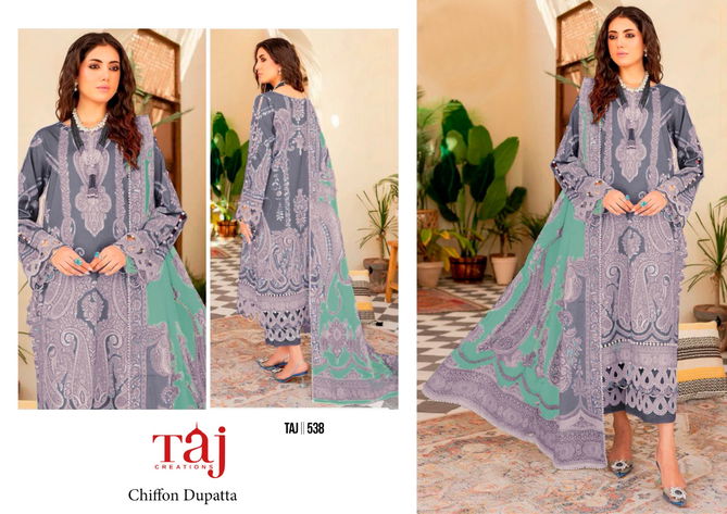 537 And 538 Taj Embroidery Patch Cotton Pakistani Suits Wholesale Price In Surat
